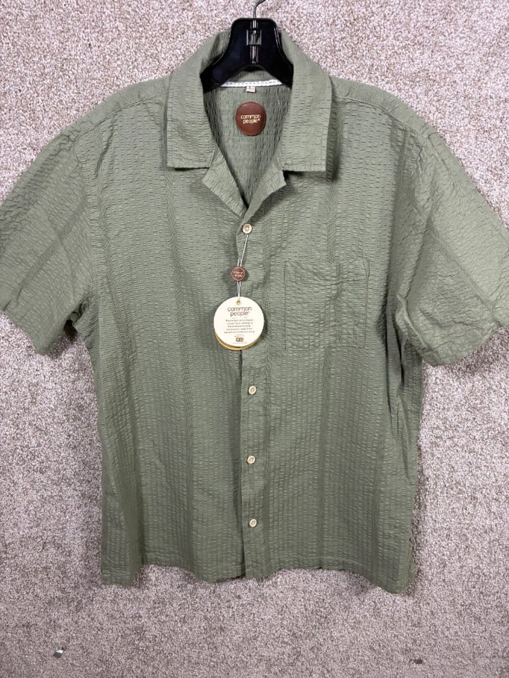 Common People Casual Button Up Shirt Green Size L